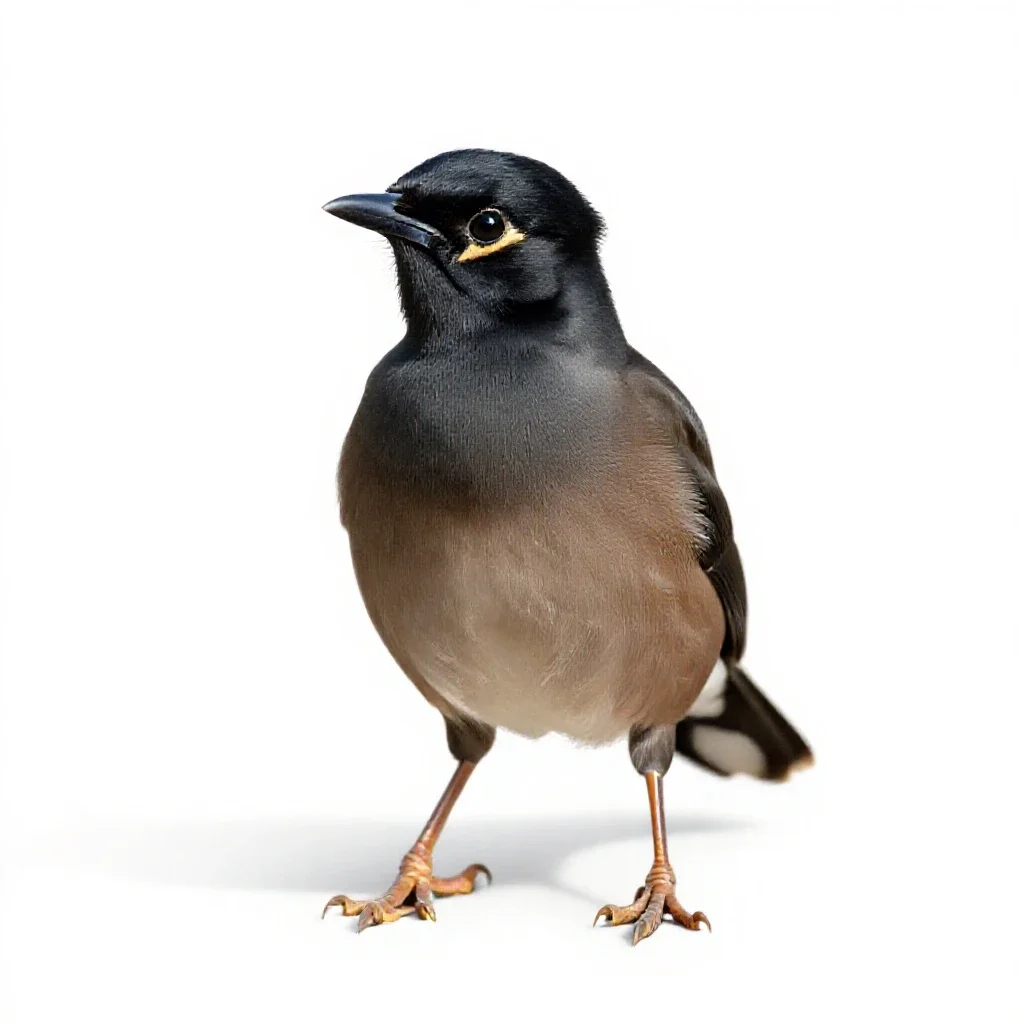Hill myna isolated on a white background