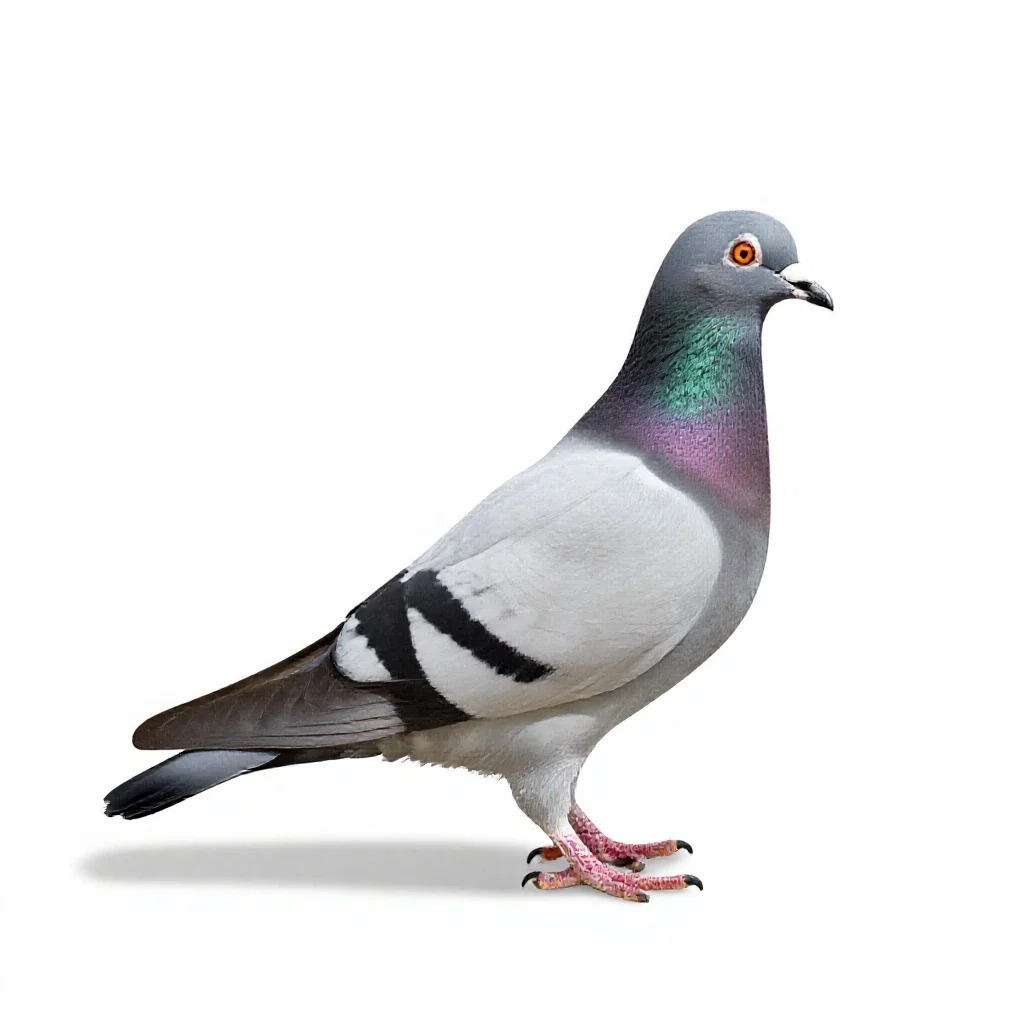 Homing pigeon isolated on a white background