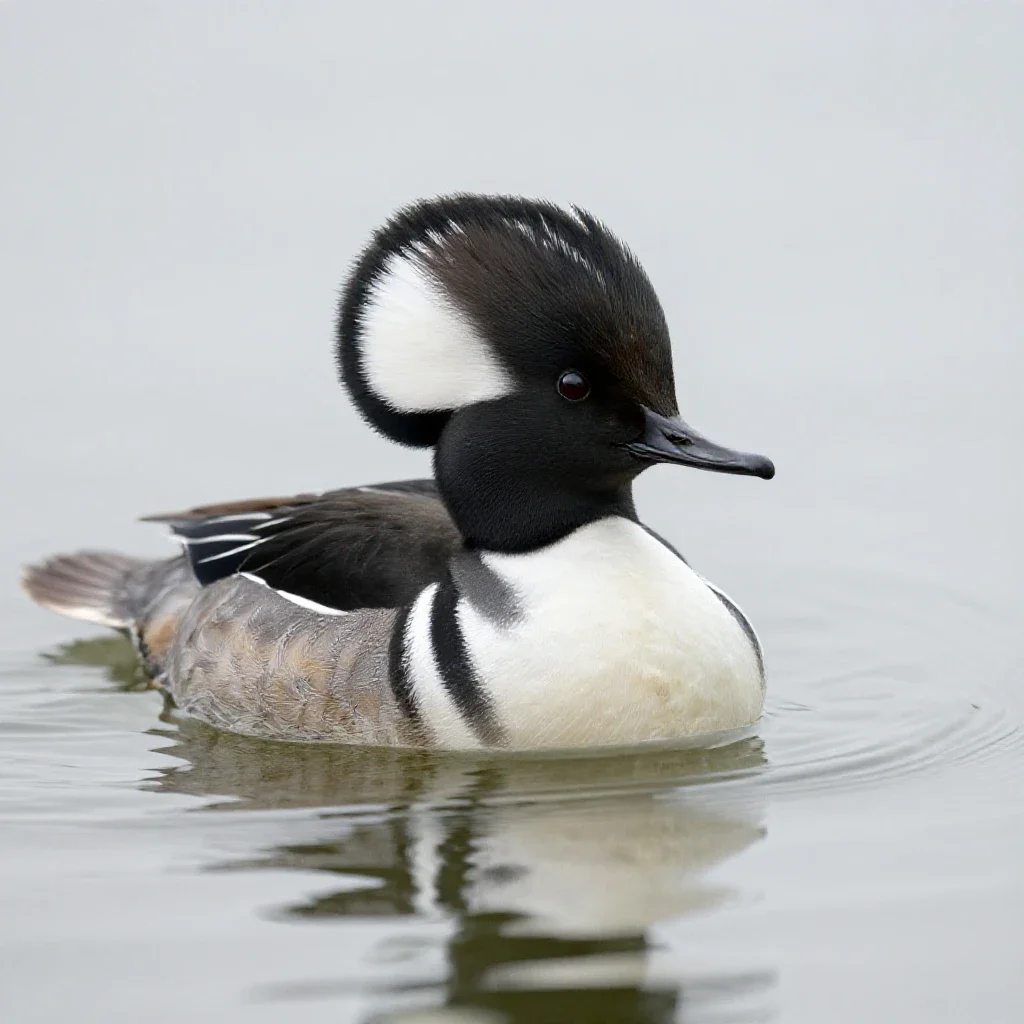 Hooded merganser isolated on a white background