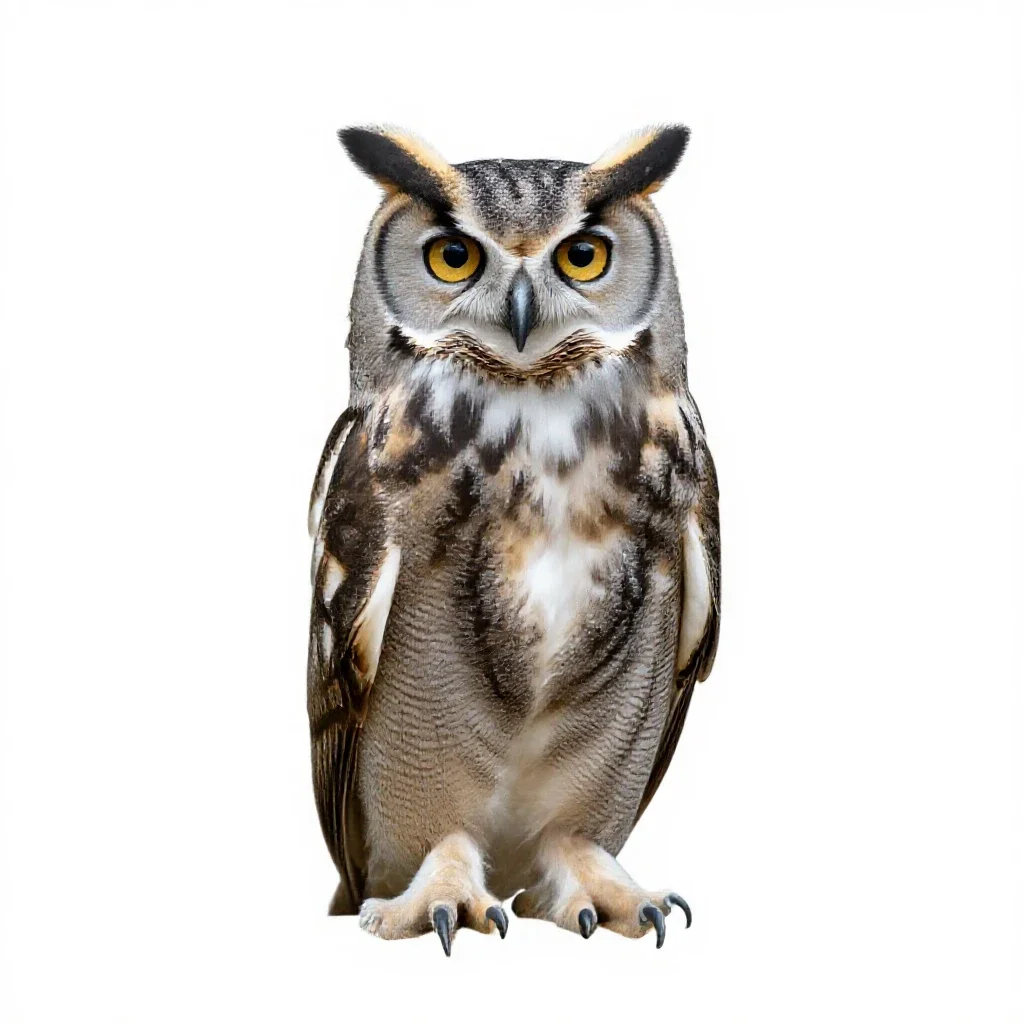Horned owl isolated on a white background