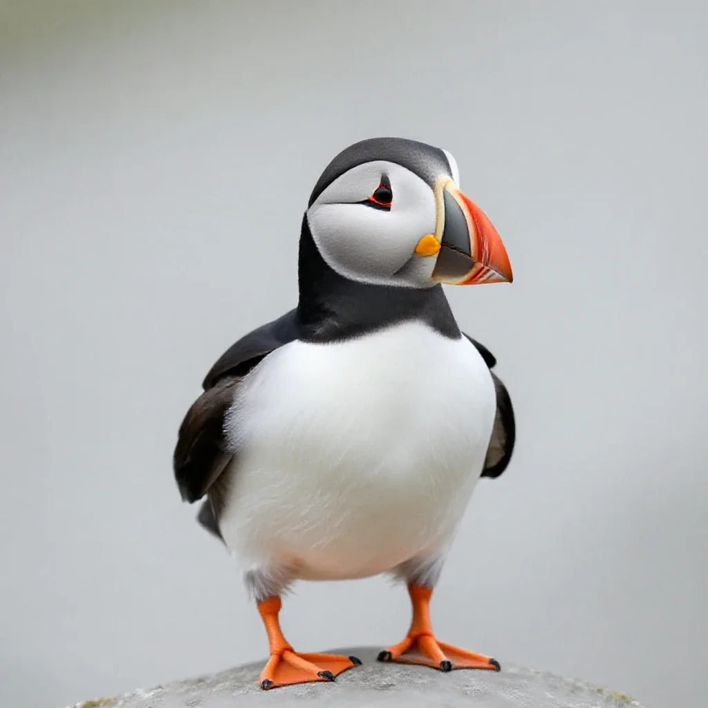 Horned puffin isolated on a white background