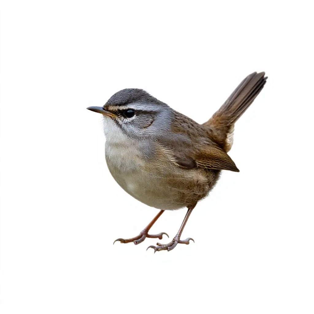 Long-billed marsh wren isolated on a white background