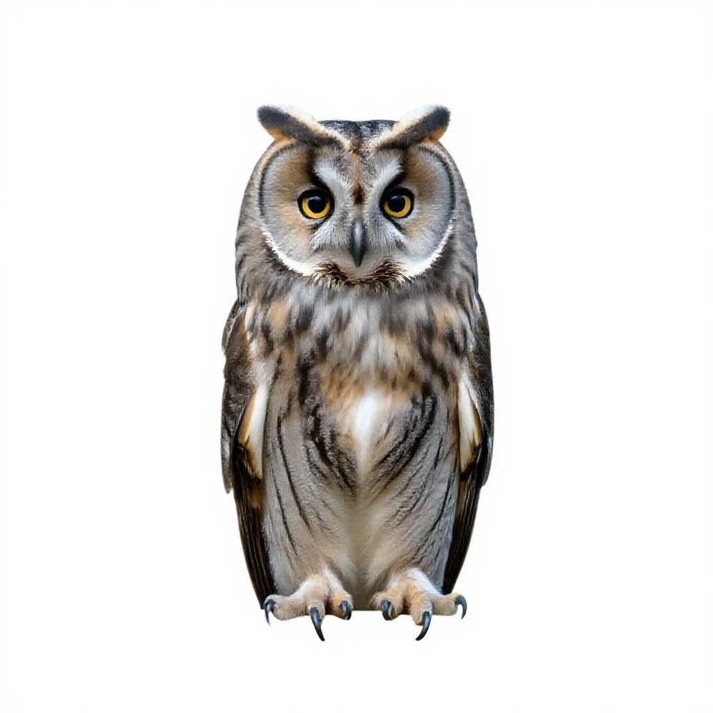 Long-eared owl isolated on a white background