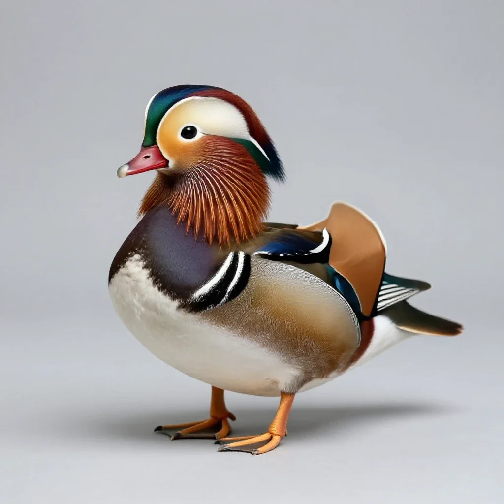 Mandarin duck isolated on a white background