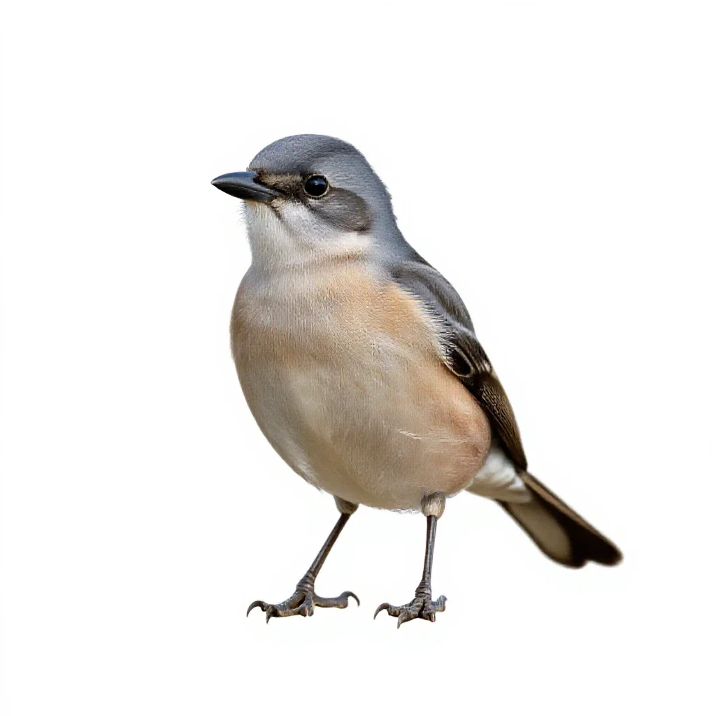 Migrant shrike isolated on a white background