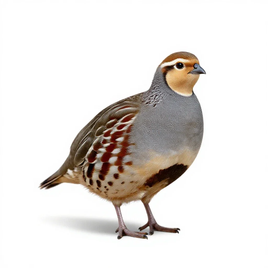 Migratory quail isolated on a white background