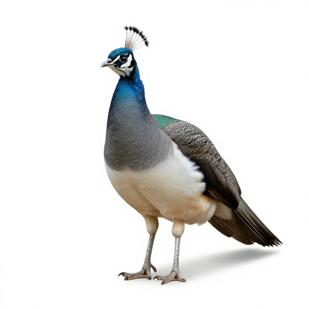 Peahen isolated on a white background