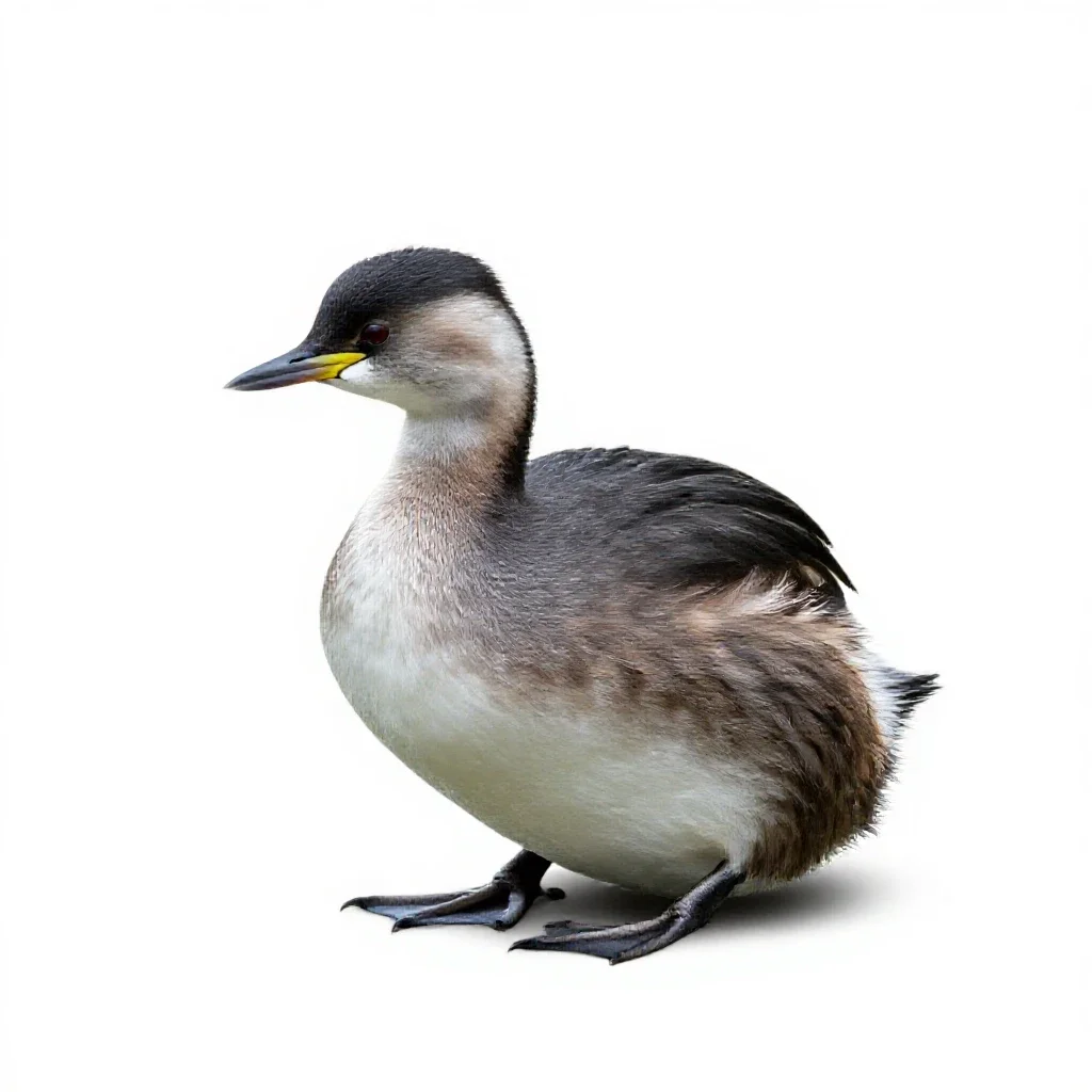 Pied-billed grebe isolated on a white background