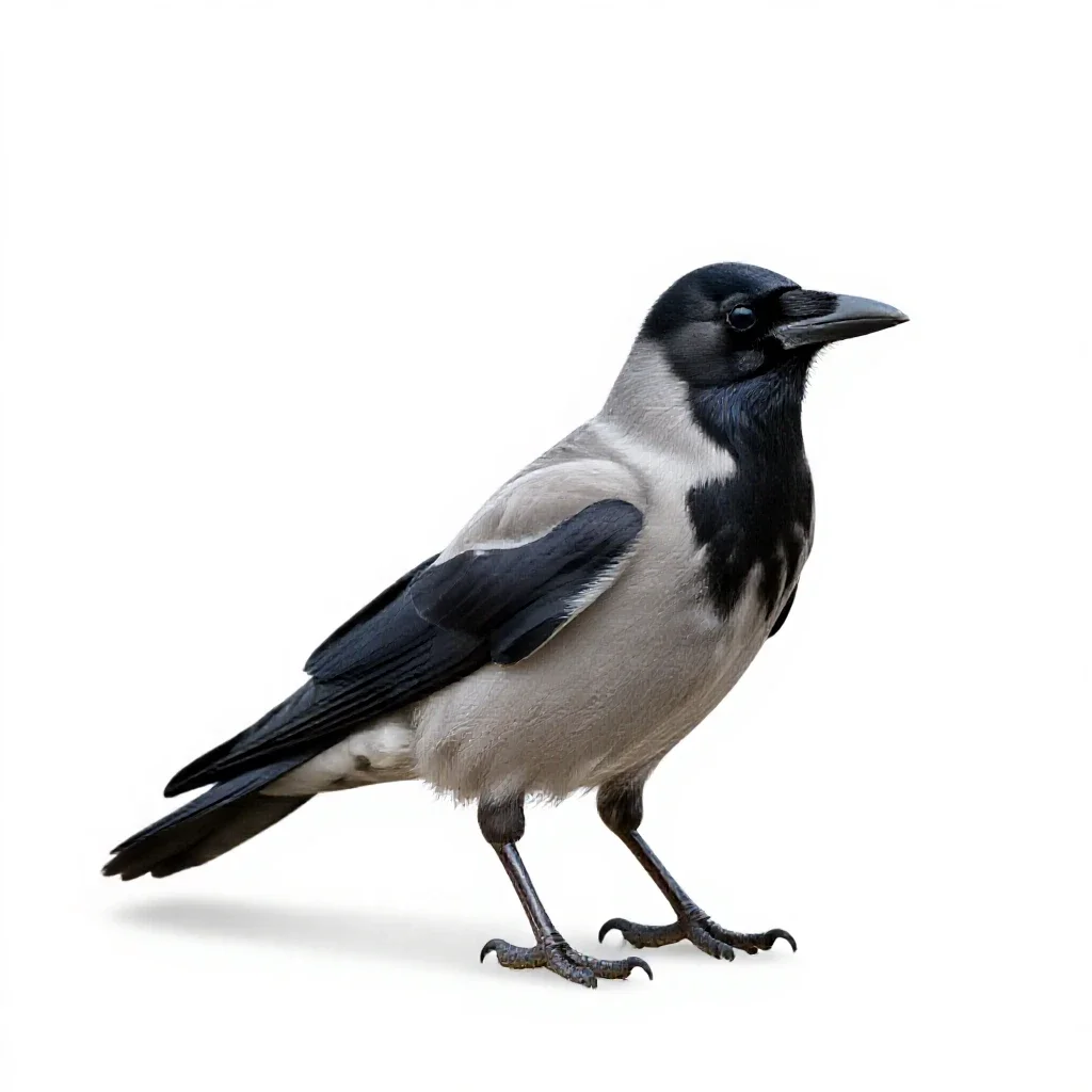 Piping crow isolated on a white background