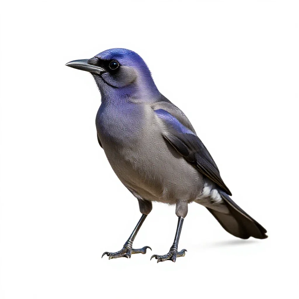Purple grackle isolated on a white background