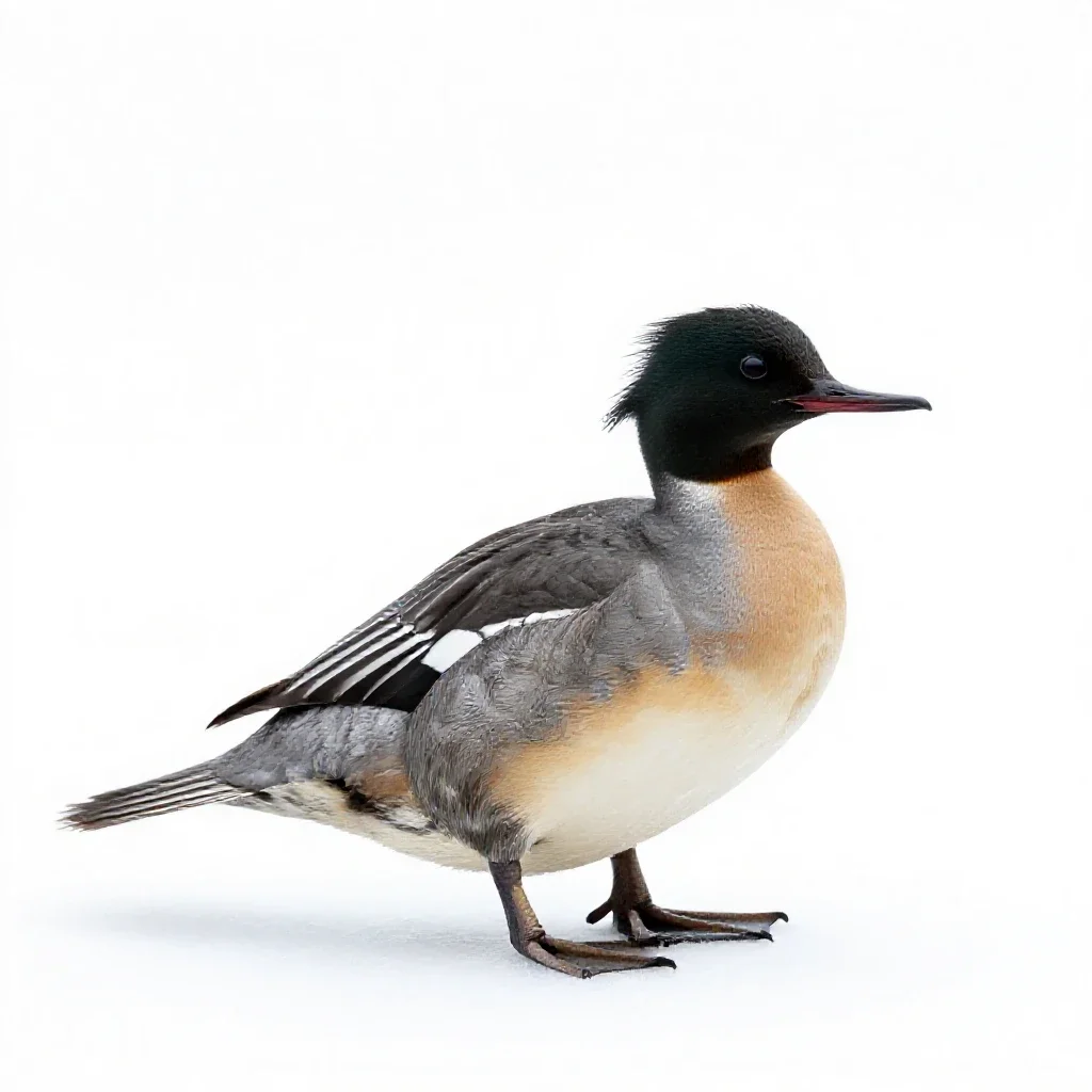Red-breasted merganser isolated on a white background