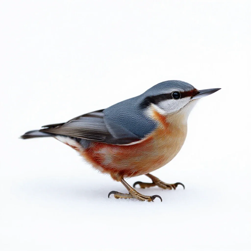 Red-breasted nuthatch isolated on a white background