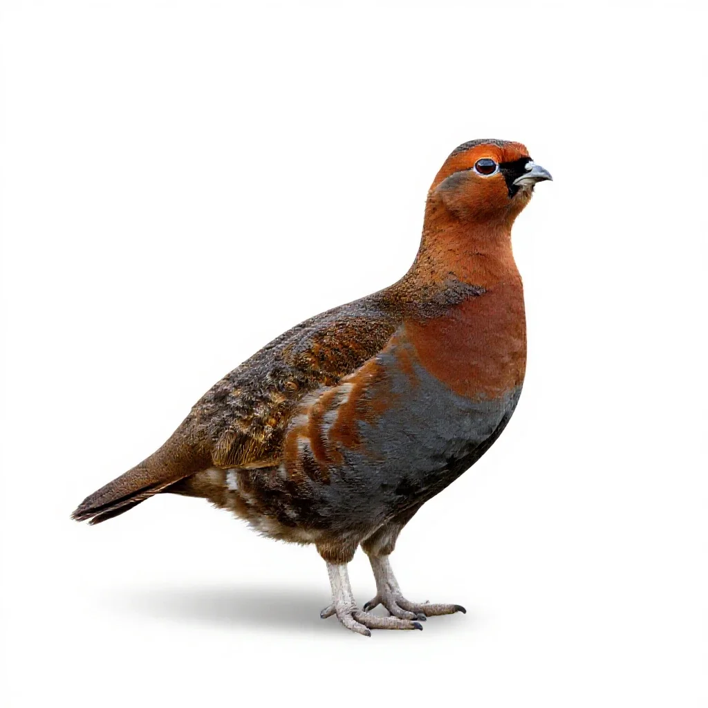 Red grouse isolated on a white background