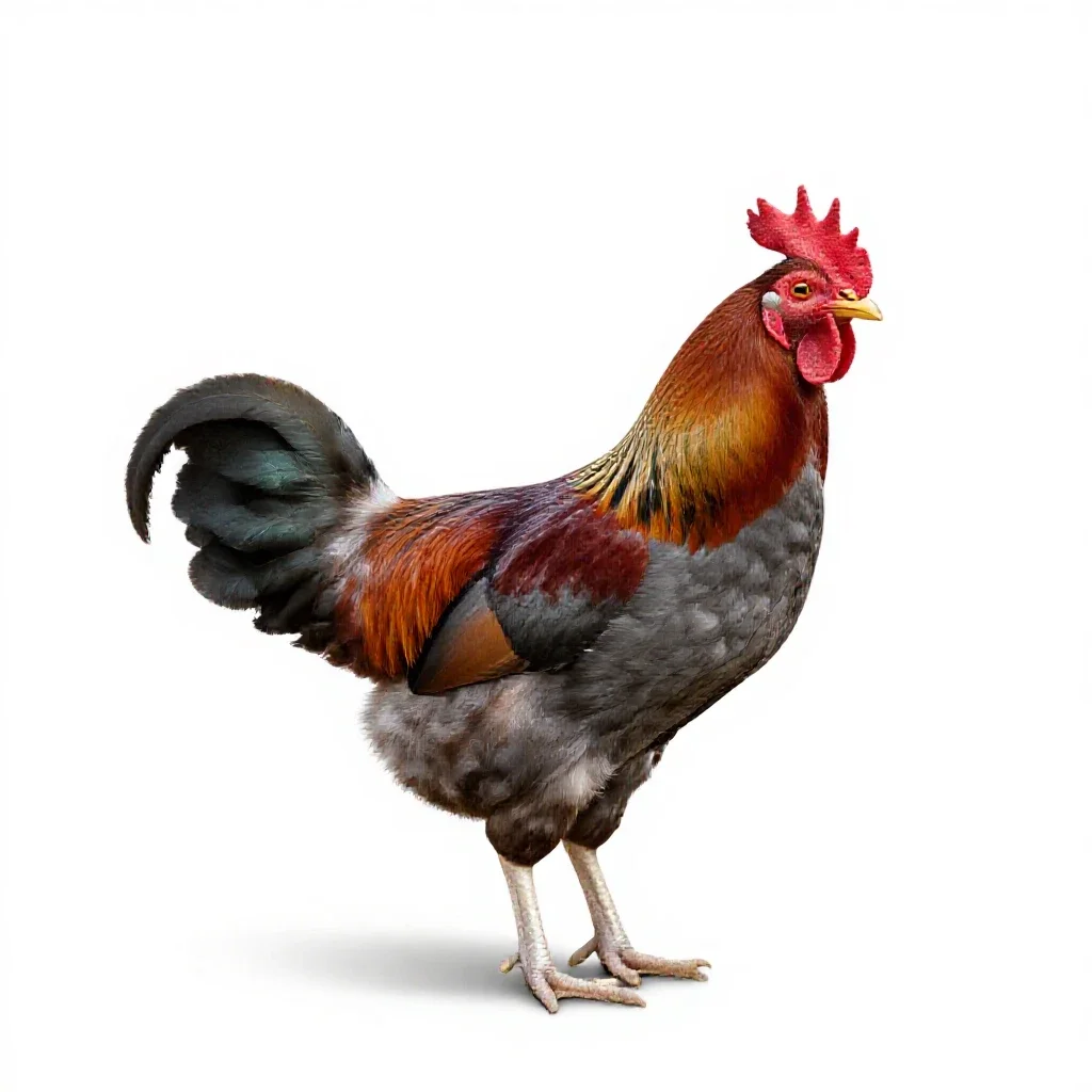 Red jungle fowl isolated on a white background