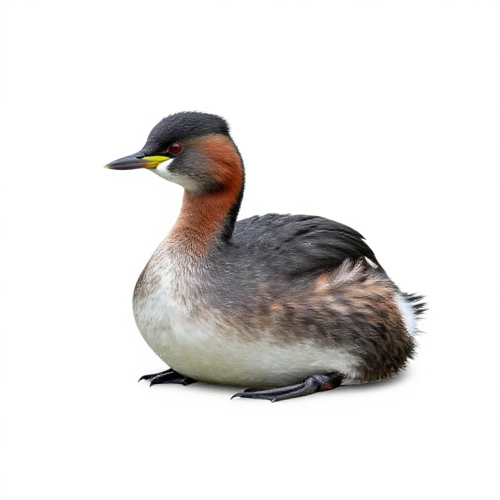 Red-necked grebe isolated on a white background
