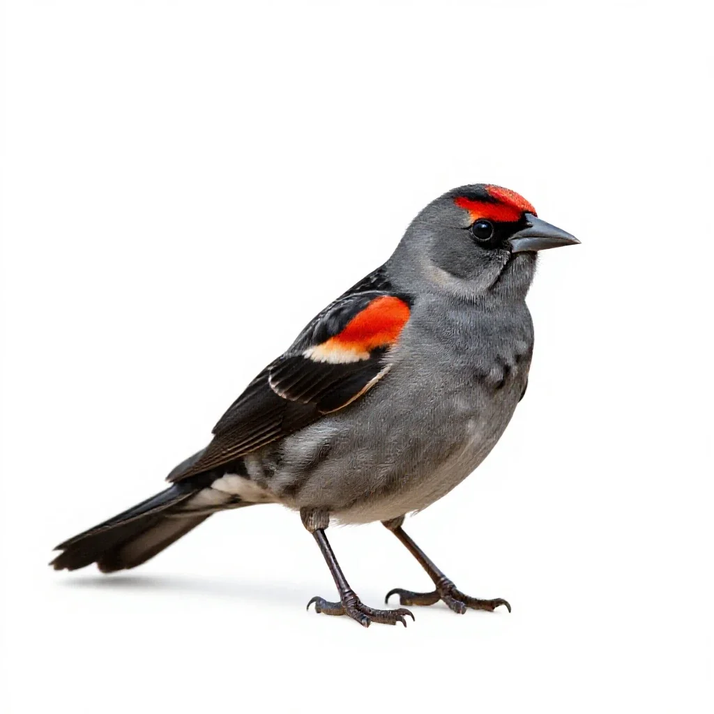 Red-winged blackbird isolated on a white background