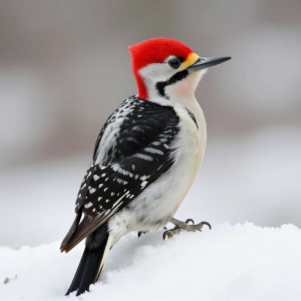 Redheaded woodpecker isolated on a white background