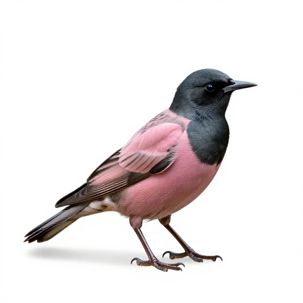 Rose-colored starling isolated on a white background