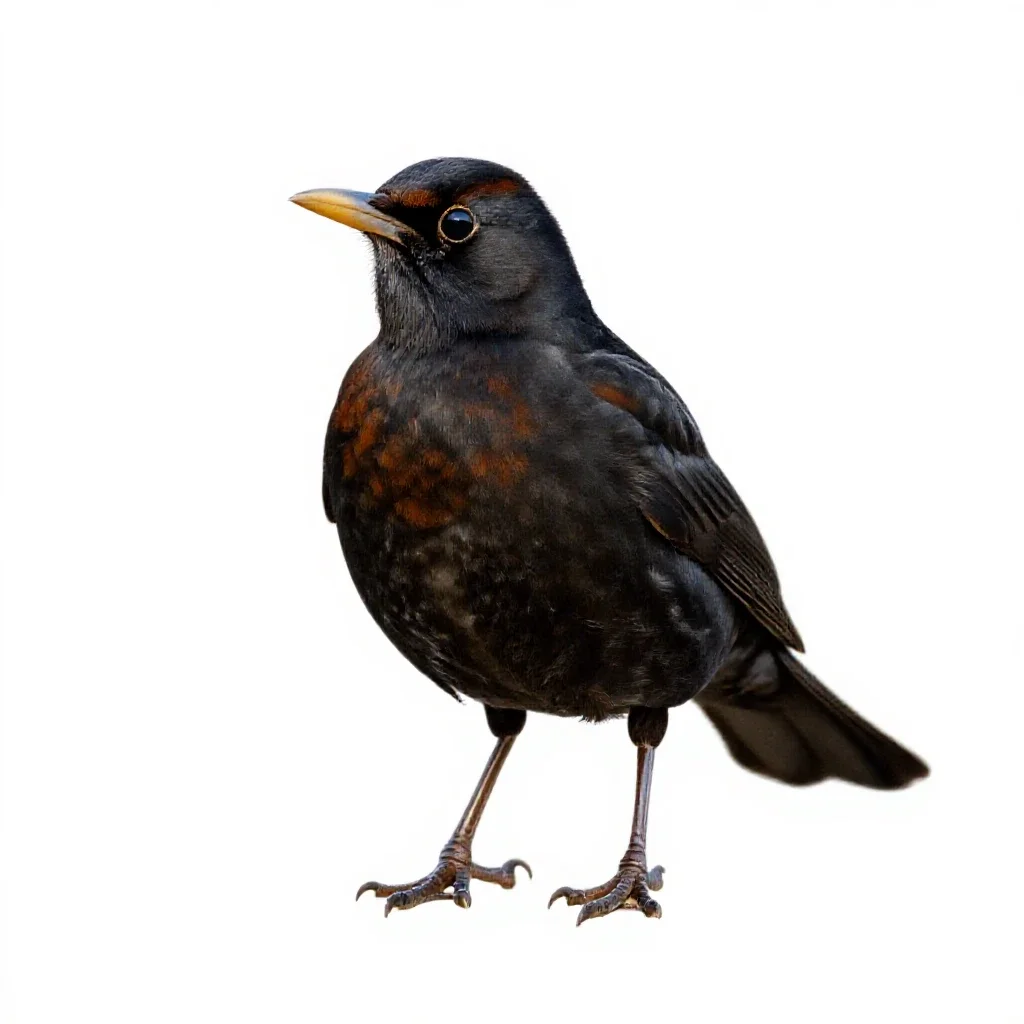Rusty blackbird isolated on a white background