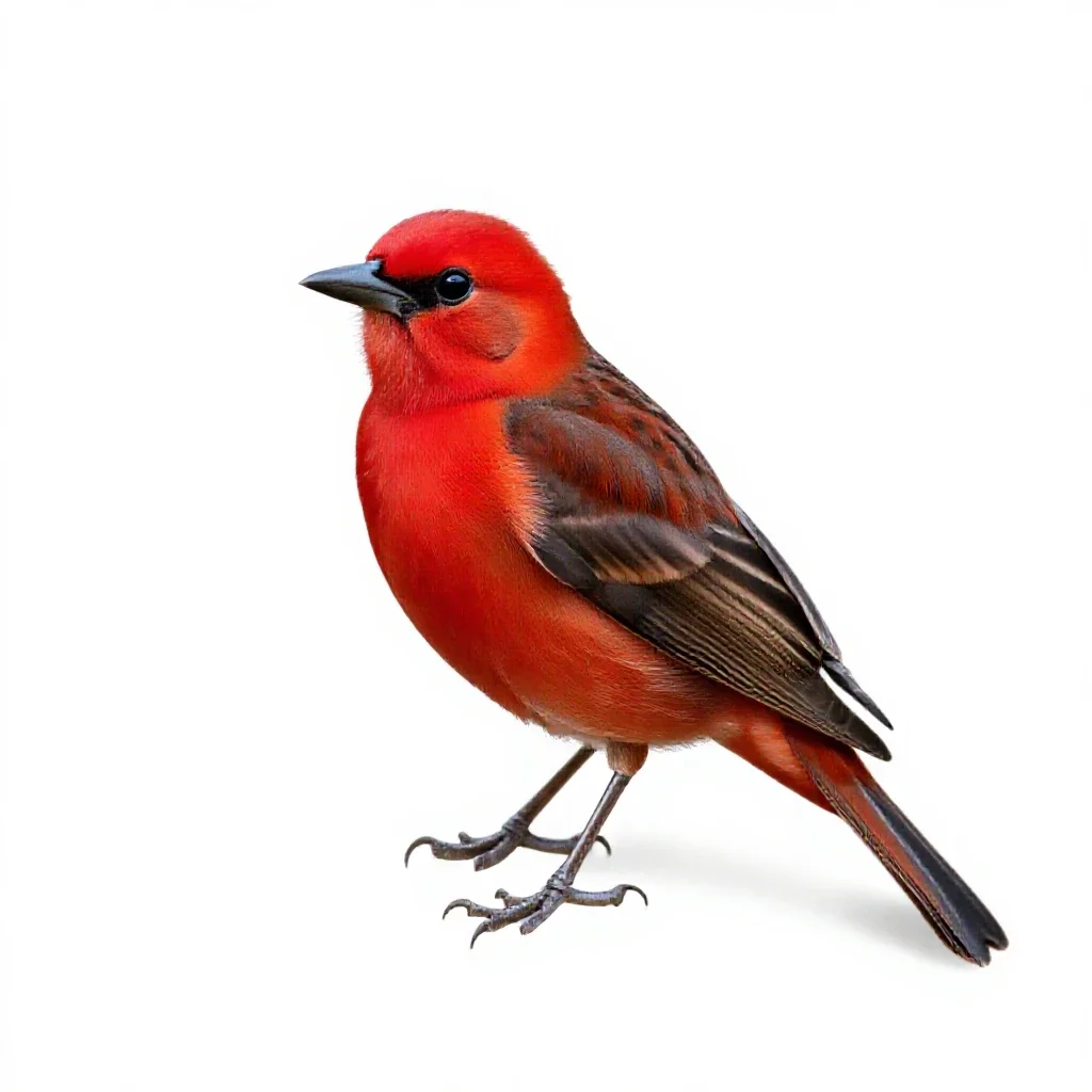 Scarlet tanager isolated on a white background