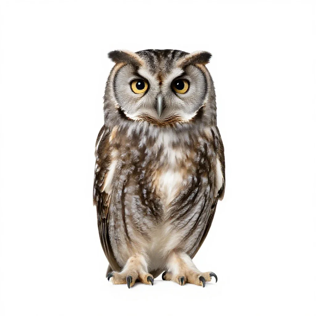Screech owl isolated on a white background
