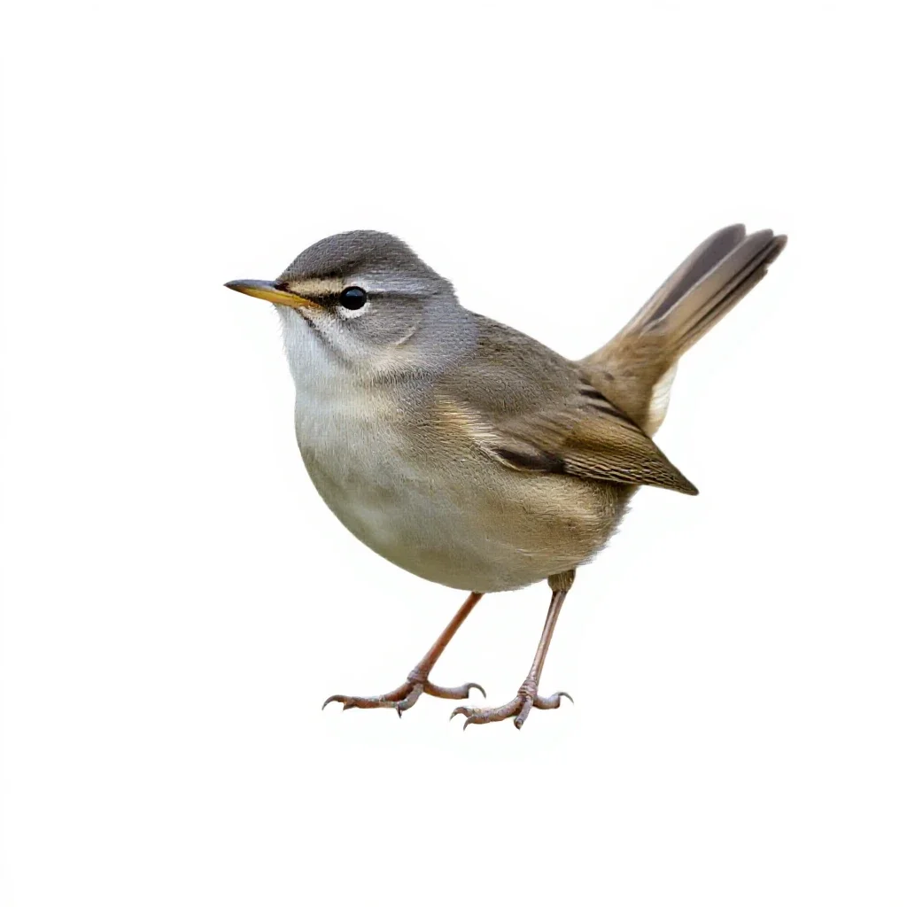 Sedge warbler isolated on a white background