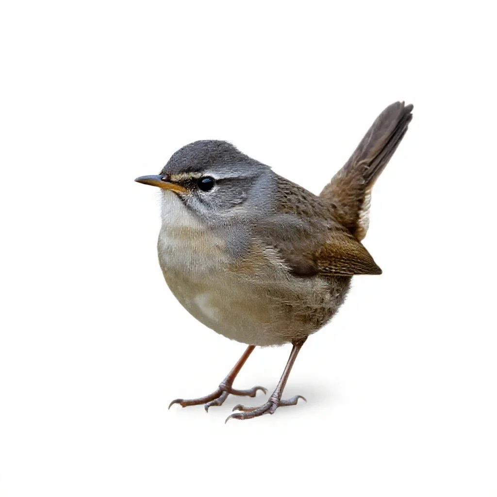 Sedge wren isolated on a white background