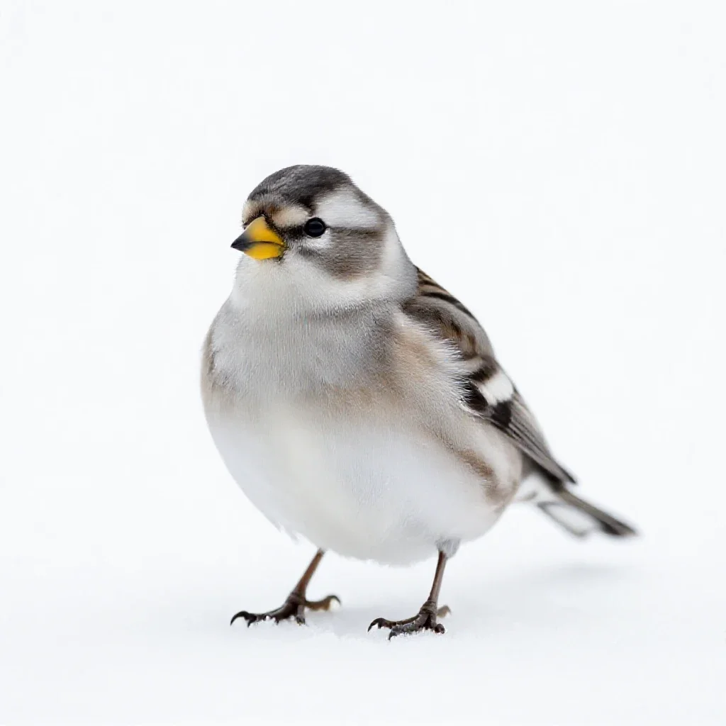 Snow bunting isolated on a white background