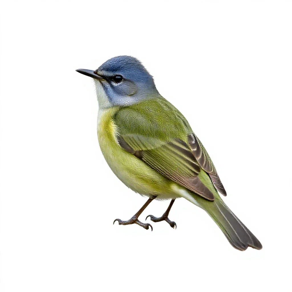 Solitary vireo isolated on a white background