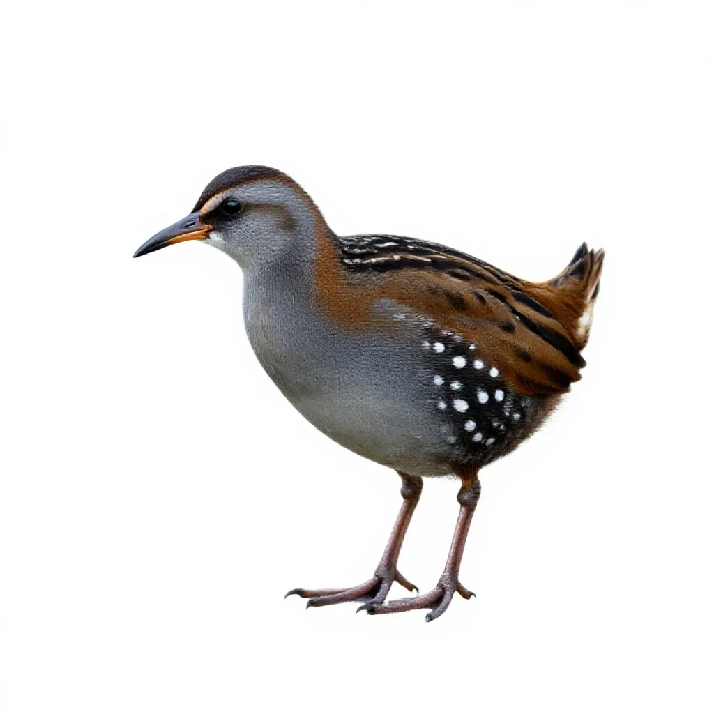 Spotted crake isolated on a white background