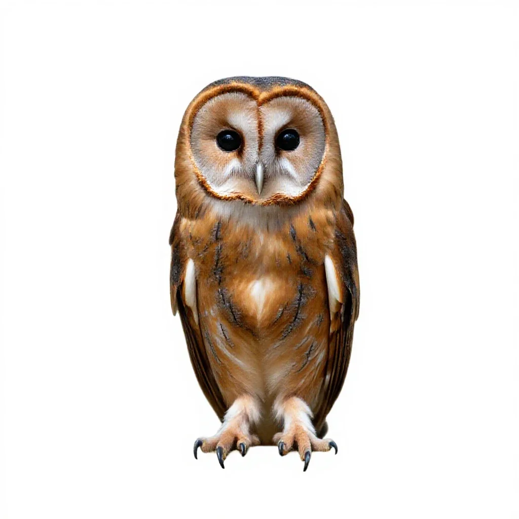 Tawny owl isolated on a white background