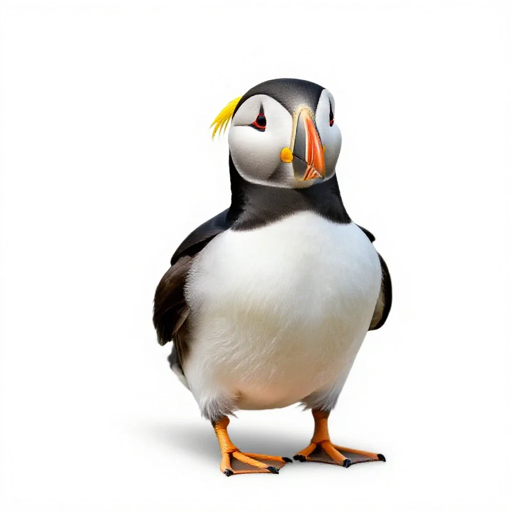 Tufted puffin isolated on a white background