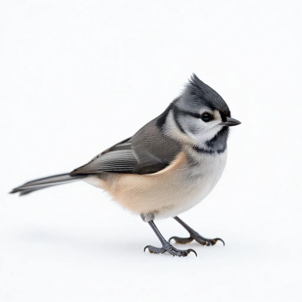 Tufted titmouse isolated on a white background