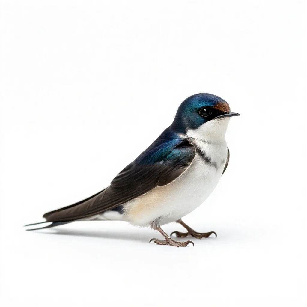 White-bellied swallow isolated on a white background