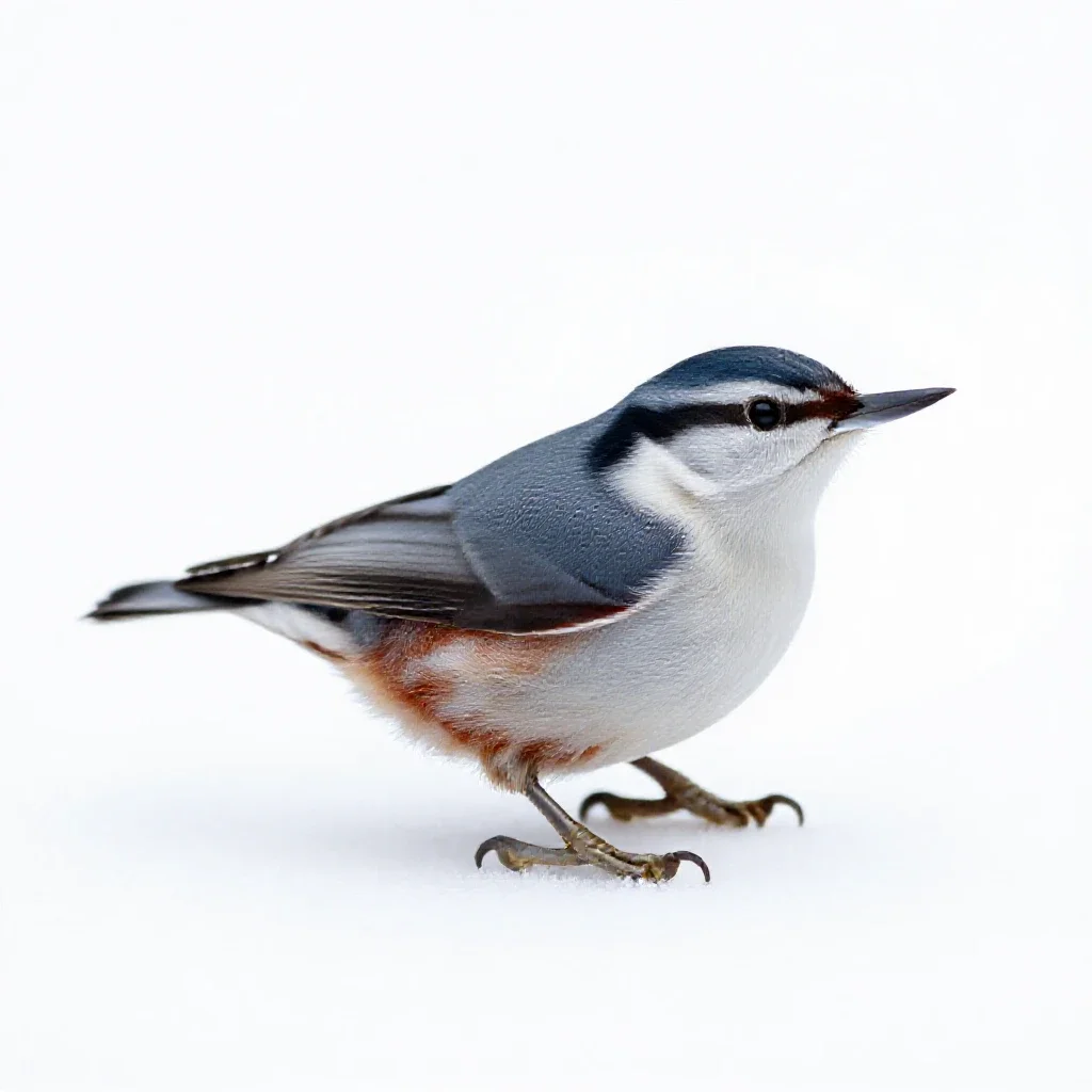 White-breasted nuthatch isolated on a white background