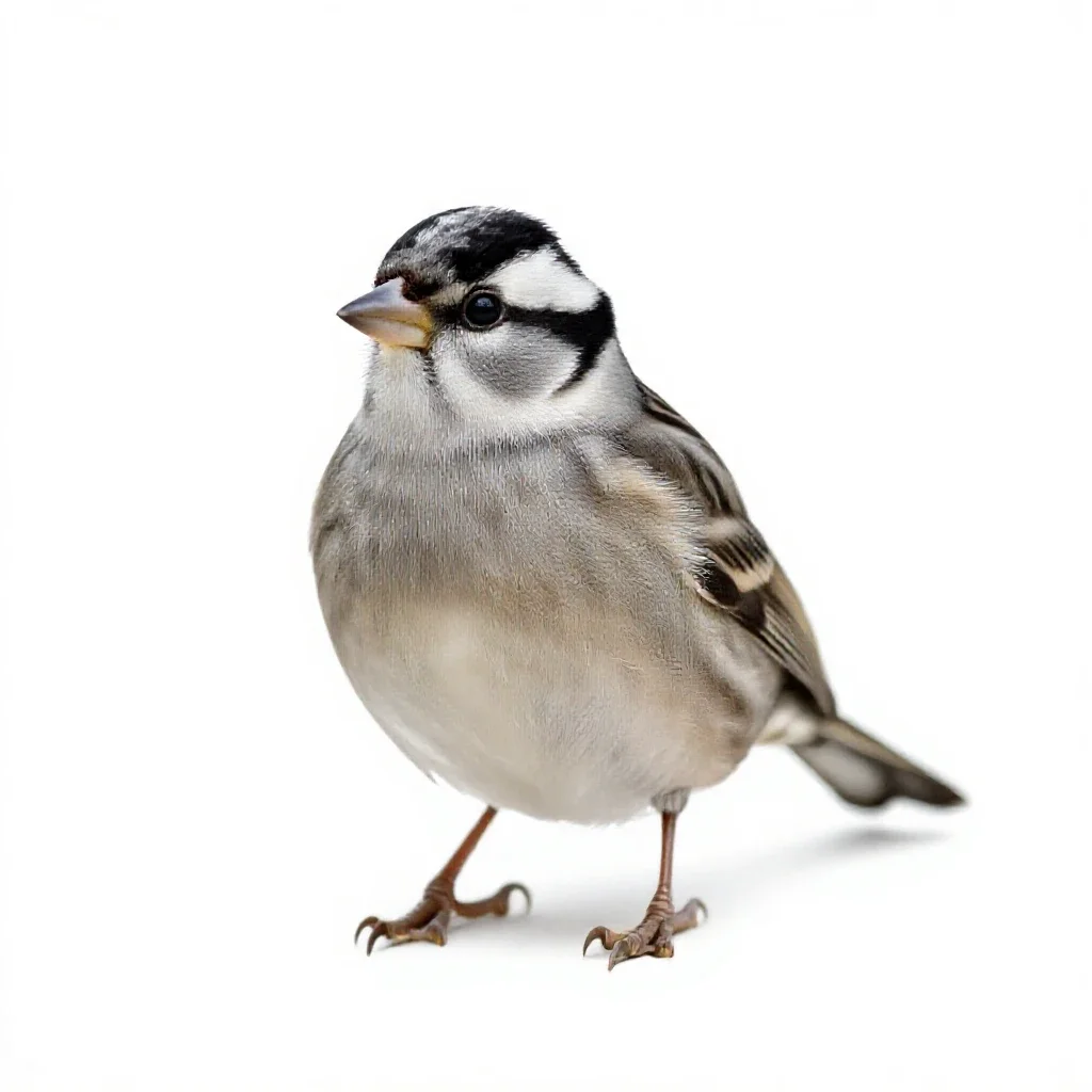 White-crowned sparrow isolated on a white background