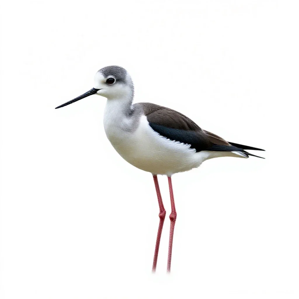 White-headed stilt isolated on a white background