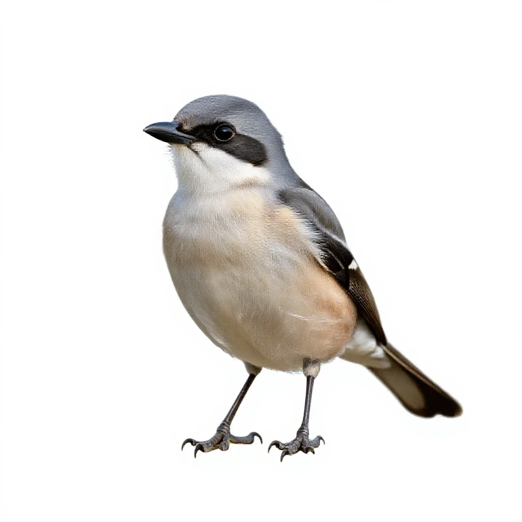 White-rumped shrike isolated on a white background