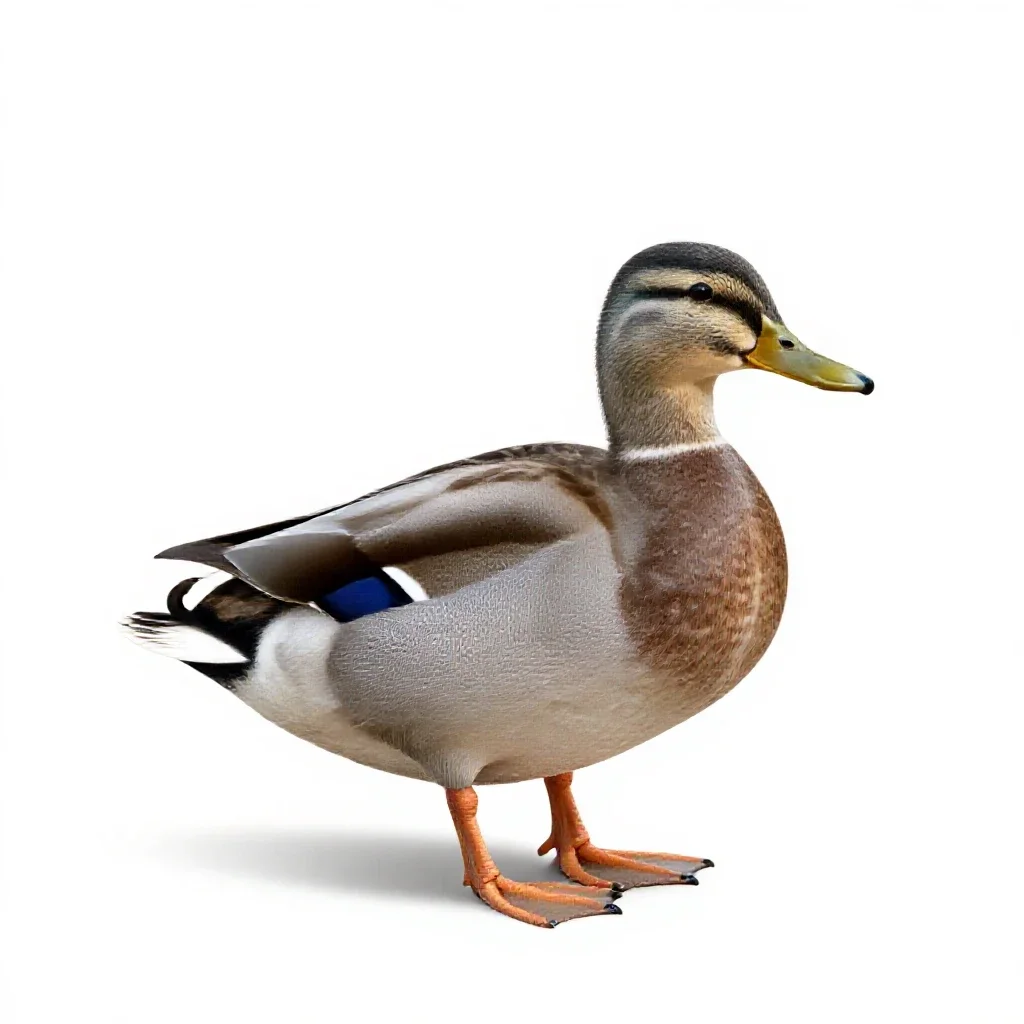 Wild duck isolated on a white background