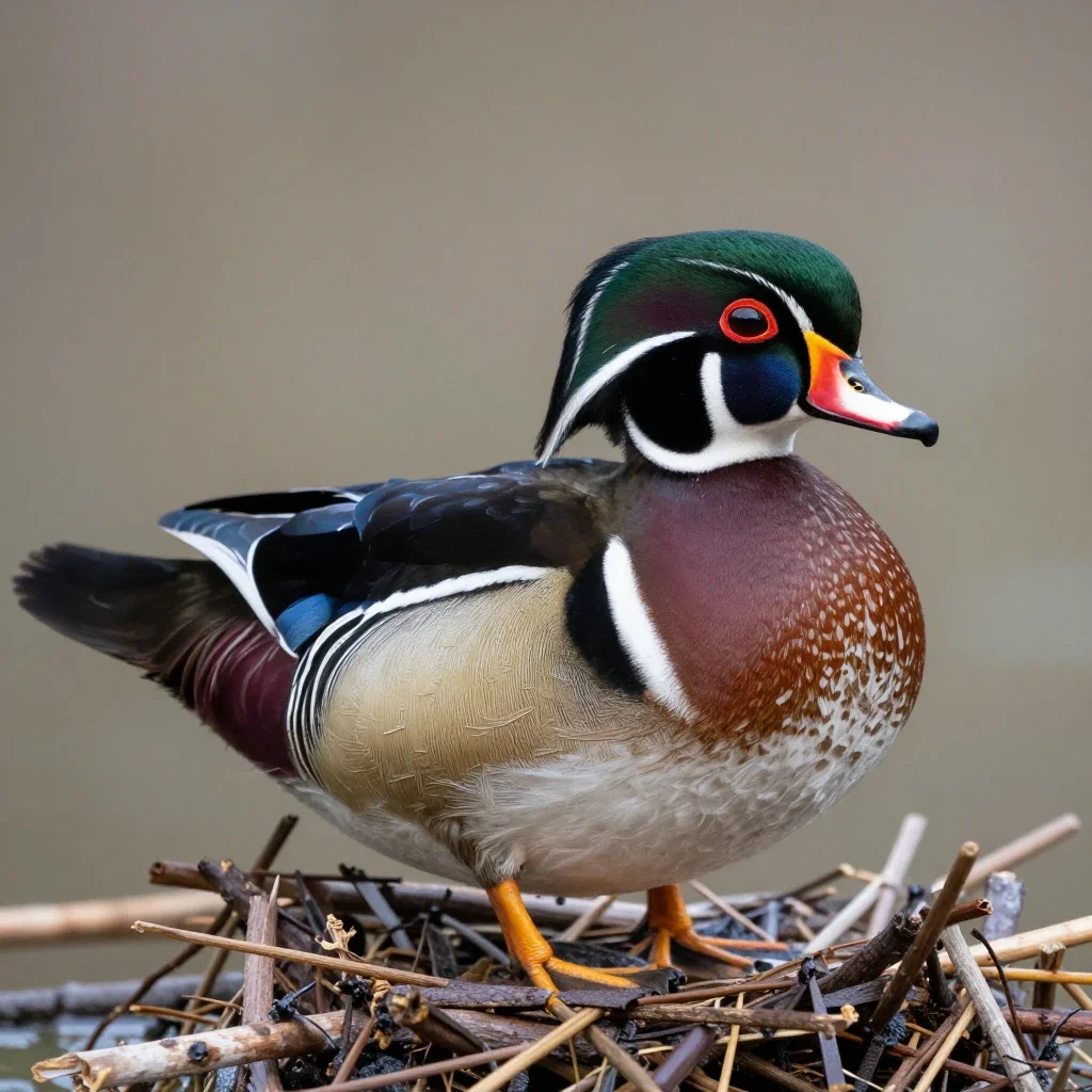 Wood duck isolated on a white background