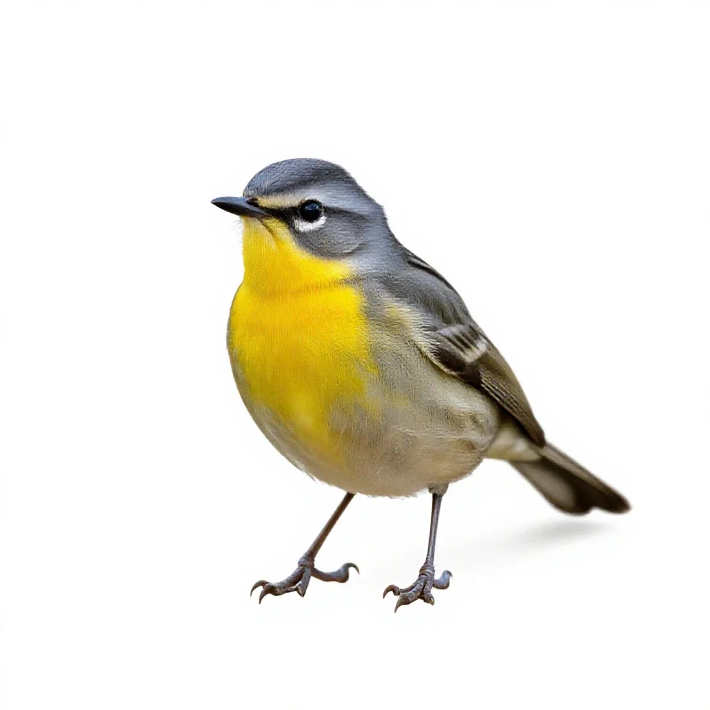 Yellow-breasted chat isolated on a white background