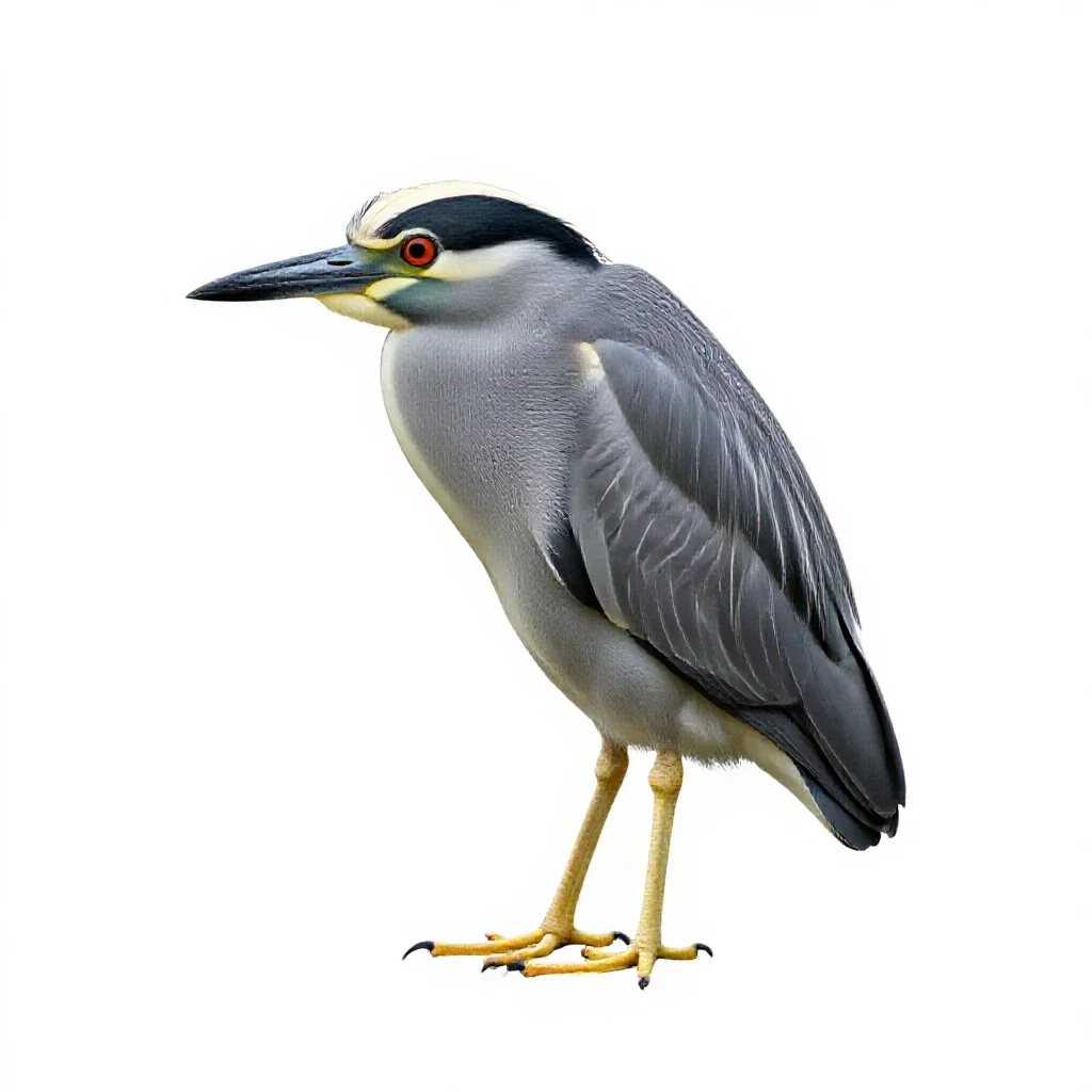 Yellow-crowned night heron isolated on a white background