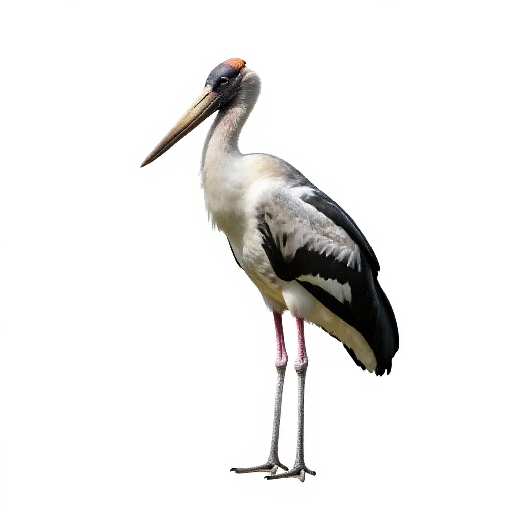 Adjutant bird isolated on a white background