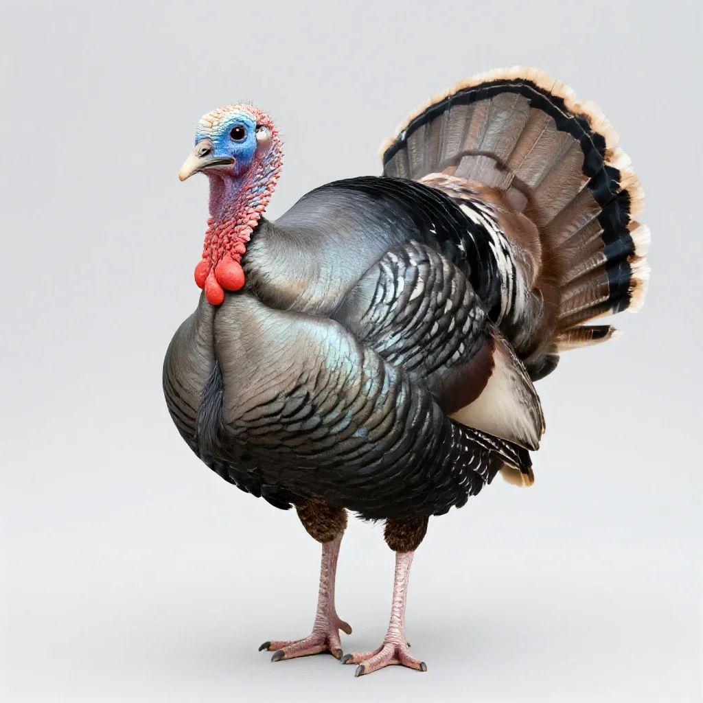 Ocellated turkey isolated on a white background