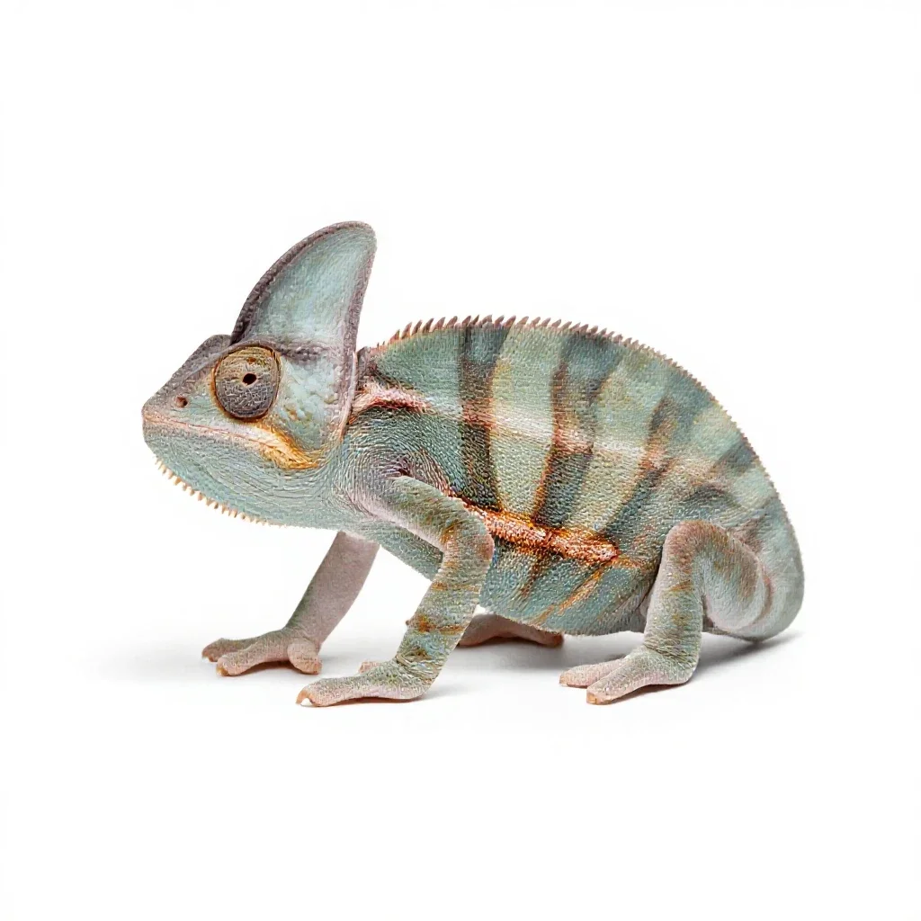 Chameleon tree frog isolated on a white background