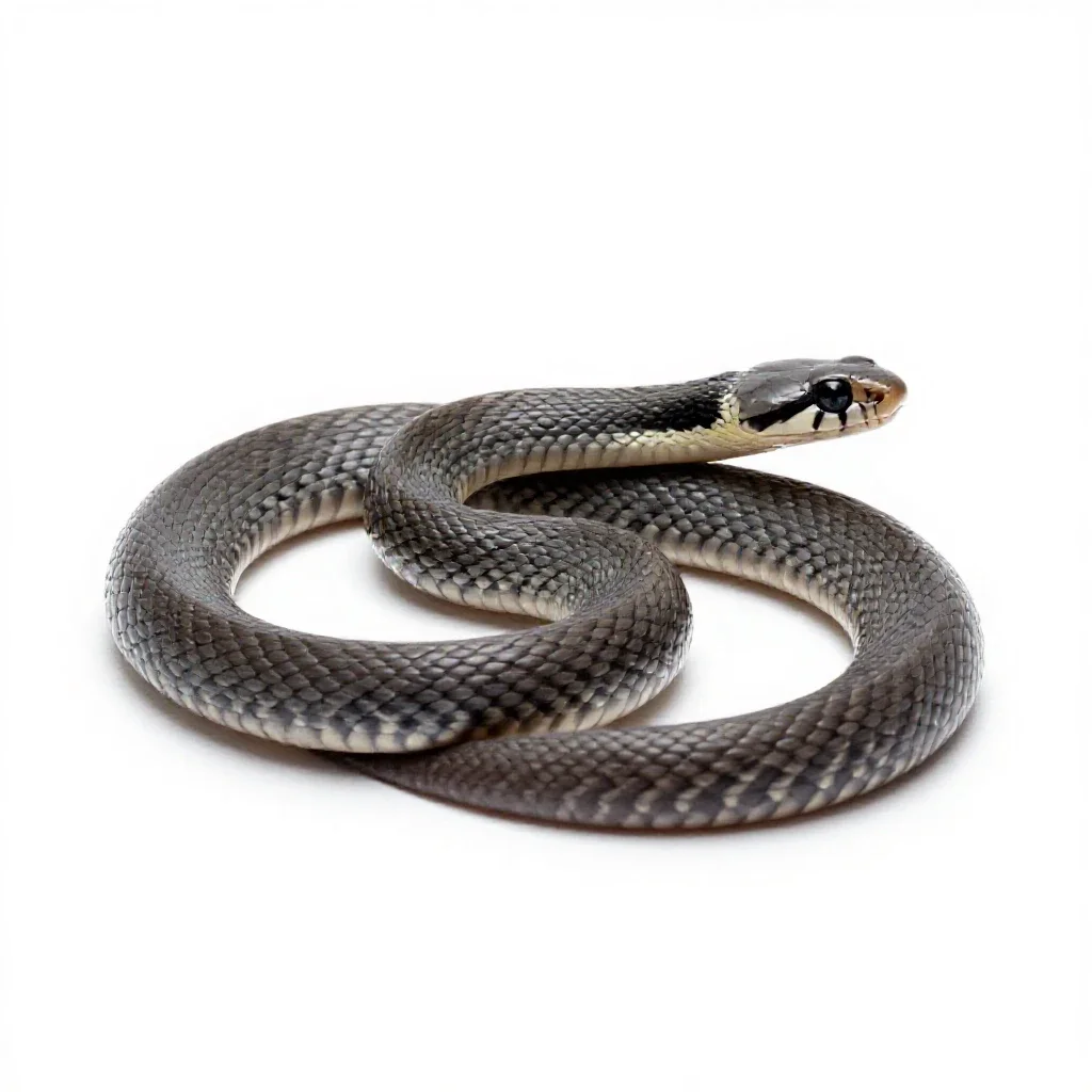 Common garter snake isolated on a white background
