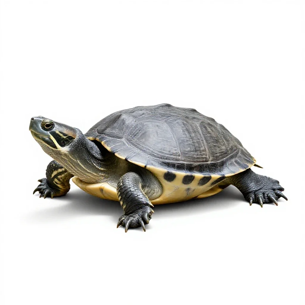 Common snapping turtle isolated on a white background