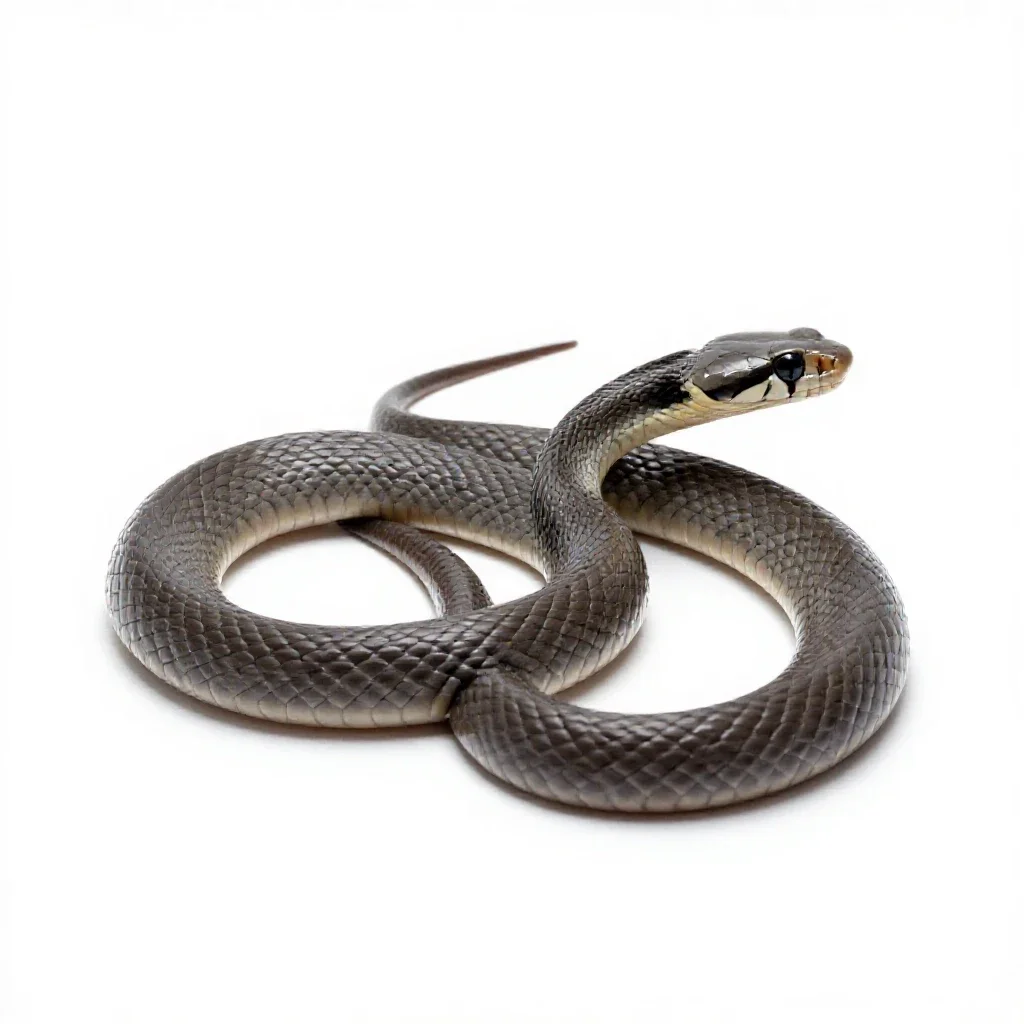 Common water snake isolated on a white background