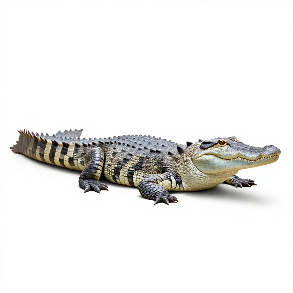 Crocodilian reptile isolated on a white background
