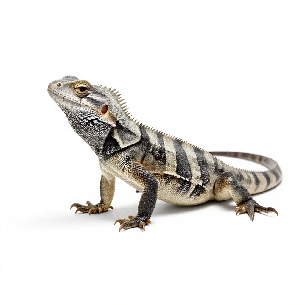 Frilled lizard isolated on a white background